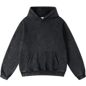 Dnzzs Mens Hoodies Pullover Oversized Acid Wash Hoodie Heavyweight Sweatshirts for Men Couples Vintage Clothes Streetwear (X-Large, Black)