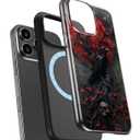 for iPhone 14 Pro Max Case CuteWireless Charging Compatible Dual-Layer Hard Shell + Silicone Cover - Trendy Wildflower Design Protective Phone Case for Women - Goth Fantasy Raven