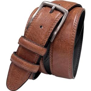 Men's Vegan Faux Leather Belt Classic Work Business Dress Belt 1-3/8"(35mm) wide
