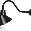 10in. Satin Black Angle Shade Gooseneck Sign Light Fixture with 22in. Long Extension Arm - Wall Sconce Farmhouse, Vintage, Antique Style - UL Listed - 9W 900lm A19 LED Bulb (5000K Cool White)