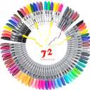 TOWON Permanent Markers 72 Assorted Colors - Waterproof Colored Pens Set 45 Fine Tip, 8 Ultra Fine, 8 Chisel Tip, 6 Neon, 5 Metallic Markers Home Office Store Supplies for Adults Coloring