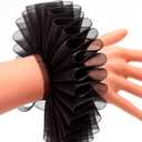 GRACEART Elizabethan Dickens Ruff Neck Clown Collar Elizabeth Wrist Ruffs Ruffle Cuff Arm Bands (Black)