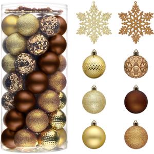 Valery Madelyn Christmas Tree Decorations Ornament Set, 50ct 2 Inches Bronze Copper Gold Shatterproof Christmas Ball Ornaments Hanging Xmas Holiday Party Decor (Medium)