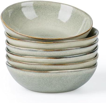 AmorArc Ceramic Cereal Bowls Set of 5, 24 oz Handmade Stoneware Bowls Set for Cereal Soup Salad, Stylish Kitchen bowls for Meal, Dishwasher & Microwave Safe, Reactive Glaze