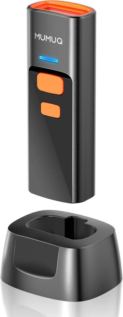 Wireless Barcode Scanner Mini Bluetooth 1D 2D QR Bar Code Scanner 3-in-1 Bluetooth & 2.4G & USB Wire Barcode Reader Compatible with Windows Android iOS Tablet PC (with Charging Dock)