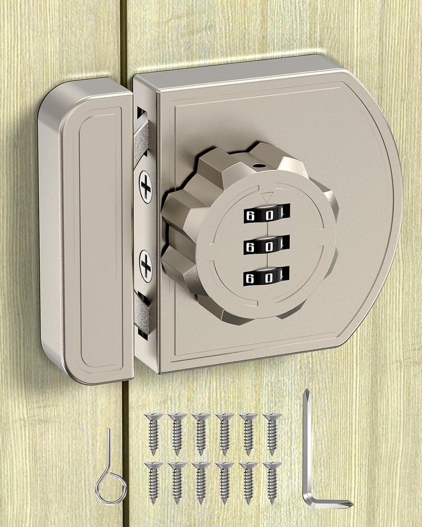 Combination Cabinet Lock, Keyless Drawer Lock for Adults, 180 Degree Door Locks ​with Code for Pantry, Cabinets, Drawers, Closets, Desk, Sliding Doors, Bedroom, Kitchen, Office (Nickel-1PC)
