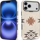 Compatible with iPhone 17 Pro Max Matte Case for Girl Boy Full Body Design Soft Silicone Drop Shock Scratch Protection Crazy Pattern Western Boho Aztec