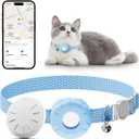 Pet Tracker for Cats,GPS Cat Tracker,Smart Pet Location Tracker with Collar and Holder,Waterproof Cat GPS Tracker Tracking Device,No Monthly Fee,Works with Apple Find My(iOS Only)-Blue