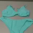 ZAFUL Women's Solid Spaghetti Strap Bralette Bikini Set Two Piece Swimsuit (Medium, 1-blue&green)