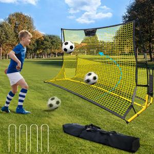 Portable Soccer Rebounder with Carrying Bag, Dual-Sided Rebounder for Solo Passing, Receiving, Trapping Practice - Large & Small Rebound Net, Weather Resistant
