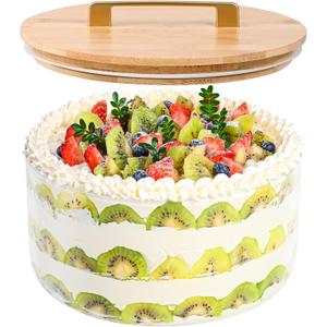 Glass Trifle Bowl with Airtight Lid, 155oz Large Salad Bowl, Glass Serving Bowl for Popcorn, Cake, Salad, Fruit, Baking, Dessert and Party Diy, BPA Free, Oven, Dishwasher Safe (9 INCH)