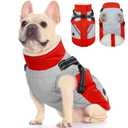 FUAMEY Dog Winter Jackets for Medium Dogs,Dog Coat with Harness Built in,Waterproof Dogs Snowsuits Warm Pet Jacket Zip Up Fleece Cold Weather Coats Reflective Puppy Vest with Pocket Red M