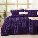 Bedsure Tufted Boho Comforter Set King Size - Purple Boho Bed Set, GentleSoft 3 Pieces Farmhouse Shabby Chic Embroidery Bedding, Gifts for Woman, Soft Jacquard King Comforter for All Seasons (01 - Purple - Elegant)