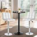 ERGOMASTER 3-Piece Bar Table Set, 24" Round Pub Table & Adjustable Swivel Stools, Modern Bistro Table and Chairs Set for Kitchen or Studio Apartment(Lattice Back, White)