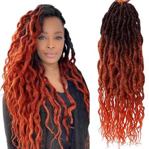 SuyiIRL Faux Locs Crochet Braid Hair Bohemian Locs 24 Inches Synthetic Dreads Ombre Braiding Hair Afro Dreadlock (1B/Orange)