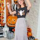 Halloween Shirts Pumpkin Shirt Women: Cute Ghost Shirt Casual Fall Halloween Spooky Season Graphic Short Sleeve Tee Tops (Large, Gray)