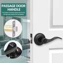 1 Pack Entrance Door Handle, Matte Black Reversible Door Lever Perfect for Interior Door and Closet, Traditional Wave Style Keyed Entry Door Lock - Keyed Alike