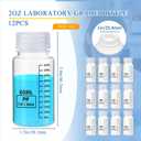 Tatuo 12 Pcs 2oz 60 ml Plastic Sample Bottles with Screw Cap, Liquid Containers with Lid for Lab Reagent Sample Medicine Pill Water Storage, Travel Bottles(Clear,Wide Mouth-Dark Scale)