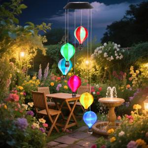 Solar Wind Chimes for Outside, Color Changing Hot Air Balloon Wind Chimes Solar Lights for Outside Garden Outdoor Patio Dcor, Gifts for Mom Birthday Gifts for Women Grandma Wife Friend