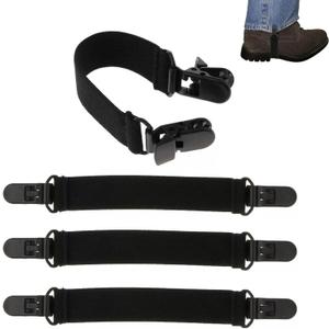 4 Pcs Adjustable Elastic Stirrups with Anti-slip and Anti-crease Clips for Pants Boot Straps for Cowboy Boots Pant Leg Clips for Women and Men Riding Motorcycle Mitten Pants