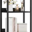 Furnulem 4-Tier Corner Shelf, Bookshelf with 2 Storage Drawers, 57.28Tall Narrow Bookcase, Standing Shelf Organizer Unit for Living Room, Bedroom, Metal Frame, Wood Display Shelf (Black Oak)