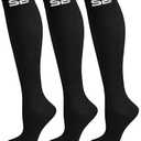 SB SOX 3-Pair Compression Socks, 15-20mmHg (L/ XL, 01 – Solid Black)