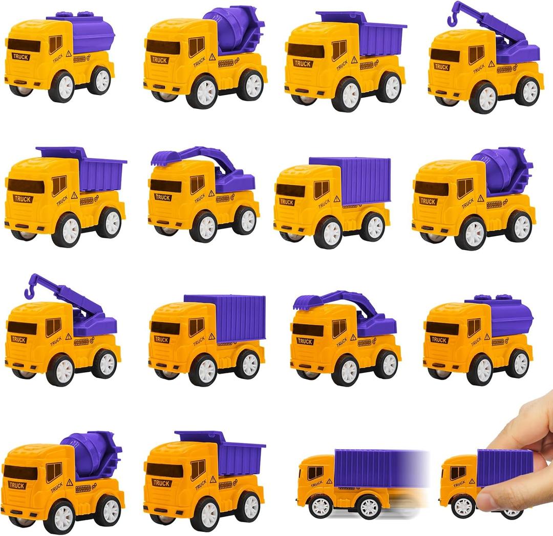 24Pcs Construction Vehicles Toys Cars for Easter Eggs, Easter Basket Stuffers for Boys & Girls, Easter Theme Party Favors, Easter Egg Hunt, Classroom Prize Supplies for Kids