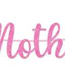 Happy Mother's Day Decorations Banner - NO DIY - Pink Glitter Mothers Day Party Supplies Decorations Love Decor for Mom Photo Props Photography