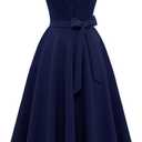 Wedtrend Women's Vintage Tea Dress, Short Sleeve Cocktail Party Dress Work Church Casual Dress (Medium, Navy)