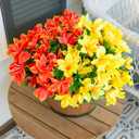 INSPRING Artificial Fake Flowers for Outdoors Spring Decoration, 3 Bundles Realistic Faux Azalea Plants Flower UV Resistant Silk Flowers for Outside Outdoor Planter Porch Patio Yard Garden Home, Mix