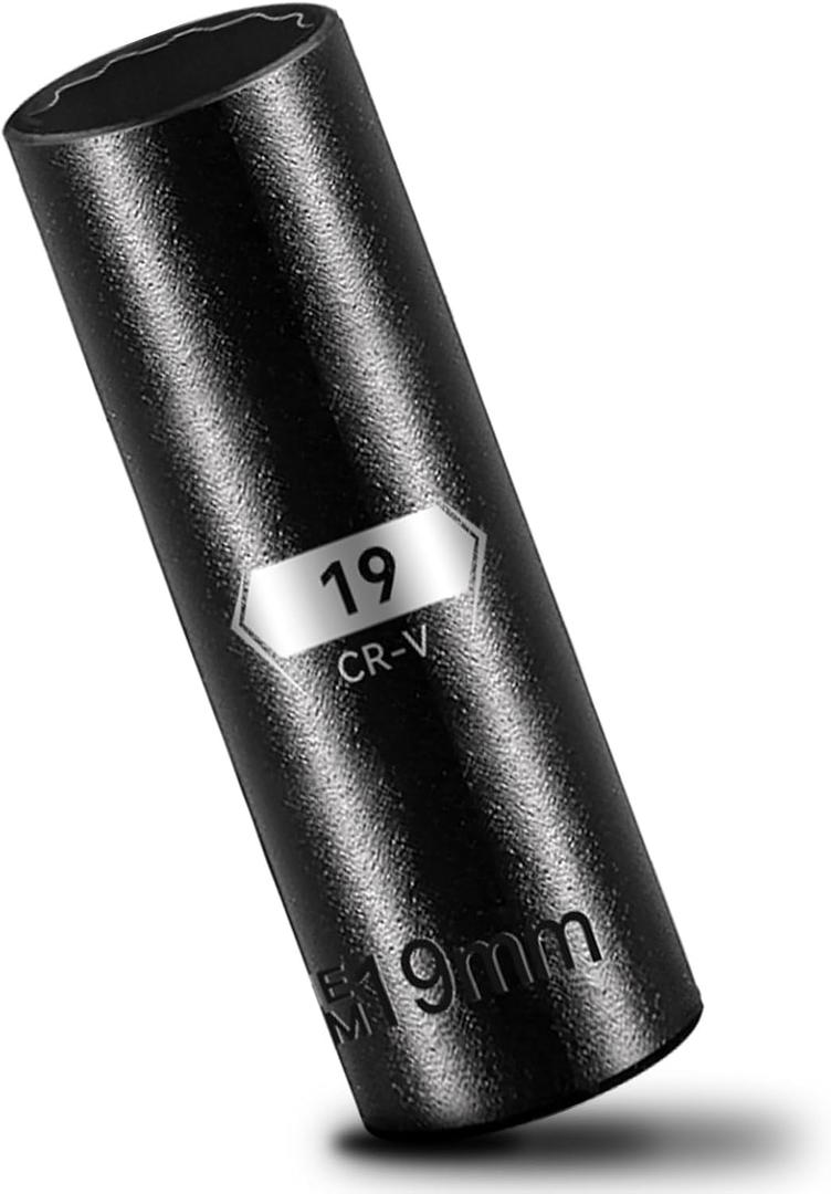 BLACKROBOT 19 mm 12-Point Deep Impact Socket, 1/2 Inch Drive, Metric, Cr-V Steel With Black Manganese Phosphate Coating