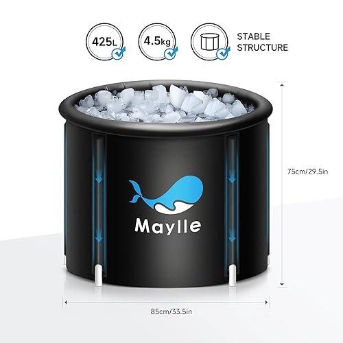 Ice Bath Tub - 110 Gallons Portable Cold Plunge Tub for Athletes - Black Modern Freestanding Bathtub with 4 Pack Large Ice Molds