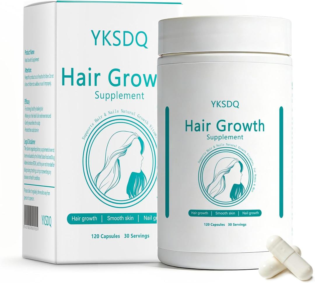 Hair Growth Biotin 10000mcg Supplement with Vitamins A C D E & Calcium - 30-in-1 Formula for Hair & Nails Support, for Women & Men, 30 Servings (1)