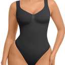FeelinGirl Shapewear Bodysuits for Women Tummy Control: Thong Seamless Body Suits Sculpting Snatched Waist Body Shaper (X-Large, Black)