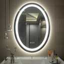 SMIROR Oval LED Bathroom Mirror 24x32, Lighted Vanity Mirror for Wall, Anti-Fog, Shatter-Proof, Dimmable, Memory, 3 Colors (Front Lights + Backlit)