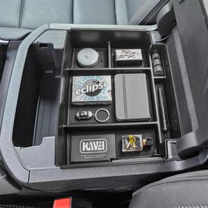 HGWEI Power Sliding Center Console Organizer Compatible with 2021-2026 GMC Yukon Chevy Tahoe Suburban Interior Accessories, Armrest Storage Box Insert Tray (Not for Console with Charging Socket) Black