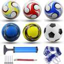6 Pack Classic Soccer Balls Size 5 With Pump and Net Bag - Training and Practice for Kids and Adults, Indoor and Outdoor Competition