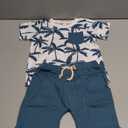 Toddler Baby Girl Clothes Infant Summer Short Sleeve Floral Print T Shirt Tops + Elastic Shorts Set Casual Outfits  (18-24 Months)