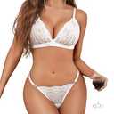 Avidlove Lingerie Set for Woman Lace Bra And Panty Set Lace Floral See Through Lingerie 2 Piece Set White S