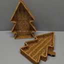 myHomeBody Christmas Tree Wicker Basket, Decorative Snack Tray, Appetizer Serving Tray and Platters, Set of 2