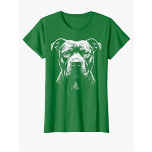 Pitbull Illustration Pit Bull T-Shirt Green S