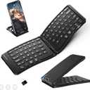 Ergonomic Foldable Keyboard, Portable Folding Travel Bluetooth Keyboard for Business and Travel, 3 Devices Dual-Mode(2.4G+BTx2) Ultra Slim Wireless Keyboards for Windows, iOS, Android, Use on the Leg