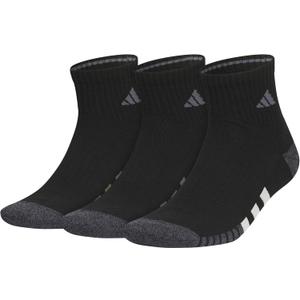 adidas mens Cushioned Quarter Ankle Socks (3-pair Pack) (Large, Black/Olive Strata Green/Wonder Alumina Grey)