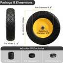 4.80/4.00-8" Tire and Wheel Assembly Set for Wheelbarrows, 5/8" or 3/4" Bore Wheelbarrow Tires for Utility Cart, Wheel Barrel, Wagon, Trailer, Dolly, 16" Solid Rubber Tires Without Flat Spots, 2 Pack