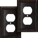 Henne Bery Sunken Pearls Heavy Duty Decorative Wall Plate Switch Plate Outlet Cover (Single Duplex, 2 Pack, Aged Bronze)