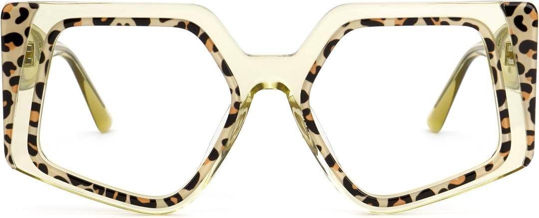 Zeelool Oversized Eyeglasses Frames for Women Geometric Blue Light Glasses Non Prescription Eyewear Frames (Tortoise-brown)