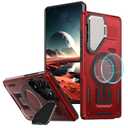 Haeuorey for Samsung Galaxy S25 Ultra Case with Camera Cover & Stand [Compatible with MagSafe] [Built-in Kickstand] [Military-Grade Protection] Heavy Duty Magnetic Phone Case Red
