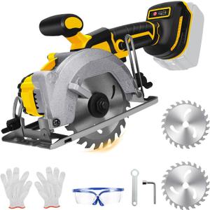 5.5 Inch Cordless Circular Saw for Dewalt 20V Battery(No Battery), Power Wood Saw with Brushless Motor, 0-45 Cutting Bevel, Max Cutting Depth 1.9"(90), 1.57"(45), Idea for Wood, Plastic, Soft Metal