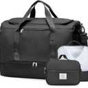 Extra Large Travel Duffle Bag,Carry on Overnight Weekend Bag with Shoes Compartment,Weekender Bags for Women for Travel Business Trips Sport Hospital,3 Pcs Set,Black
