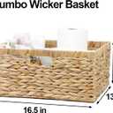 Jumbo Wicker Basket, Rectangular Wicker Baskets for Storage, Water Hyacinth Extra Large Storage Baskets, Shelf Basket with Built-in Handles-1 Pack